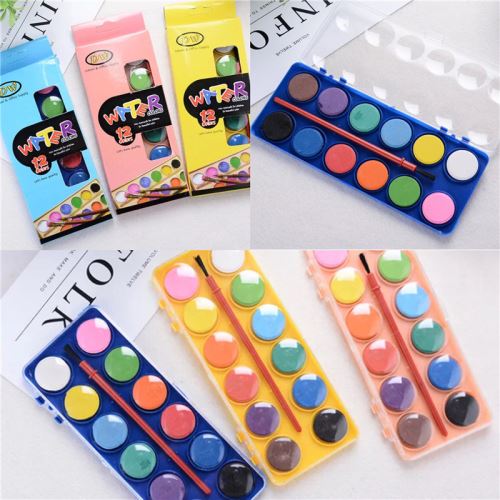 12 Watercolor Painting Set with Plastic Box