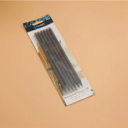 6pcs Pack Hexagonal Black Wood Pencil