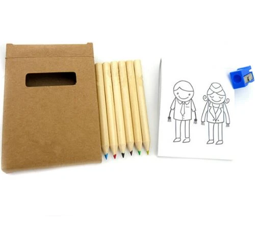 6pcs Mini Coloured Pencil Set Kraft Box Pack
