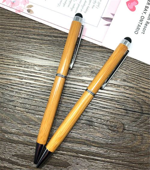 Bamboo Ballpoint Pen With Screen Touch