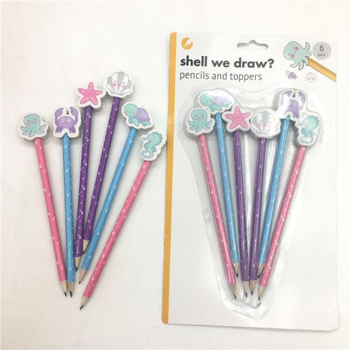 Cute OEM Design Eraser Pencil Set 6pcs Pack