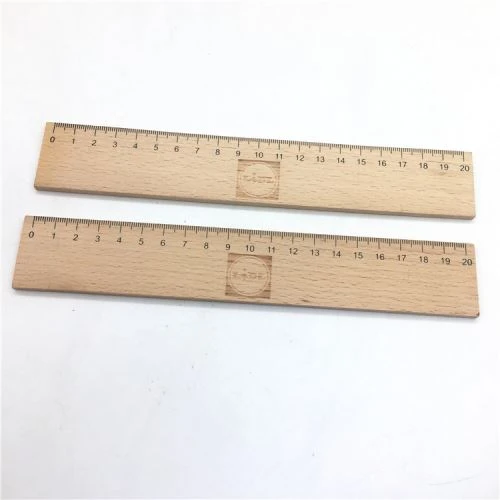 Laser Logo 20CM Wood Ruler With Metal Edge