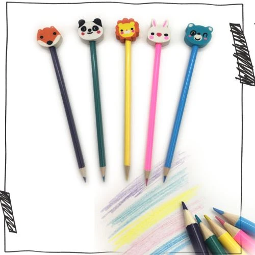 Fancy Colored Pencil With 2D Eraser For Kids