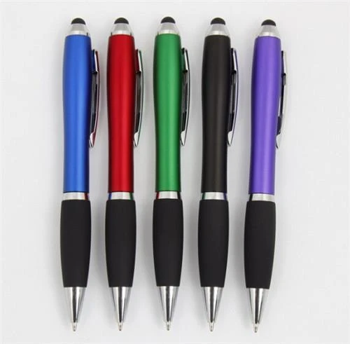 Plastic Stylus Ball Pen With Rubber Grip