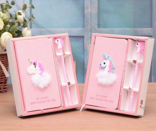 Unicorn Stationery Gift Set Diary Notebook With Gel Pen In Box