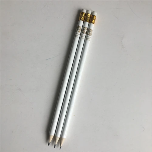 White Color Round HB Pencil With Eraser